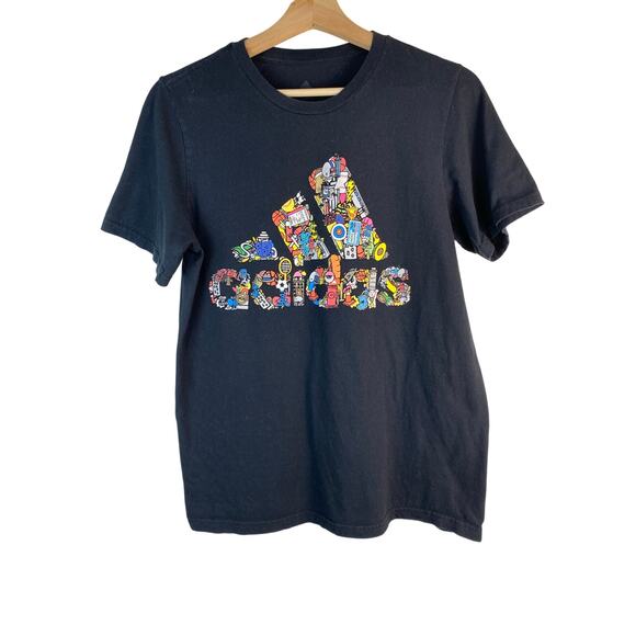 Adidas Amplifier Tee Size S Black Multicolor Logo Crew Neck T-Shirt - Picture 3 of 6